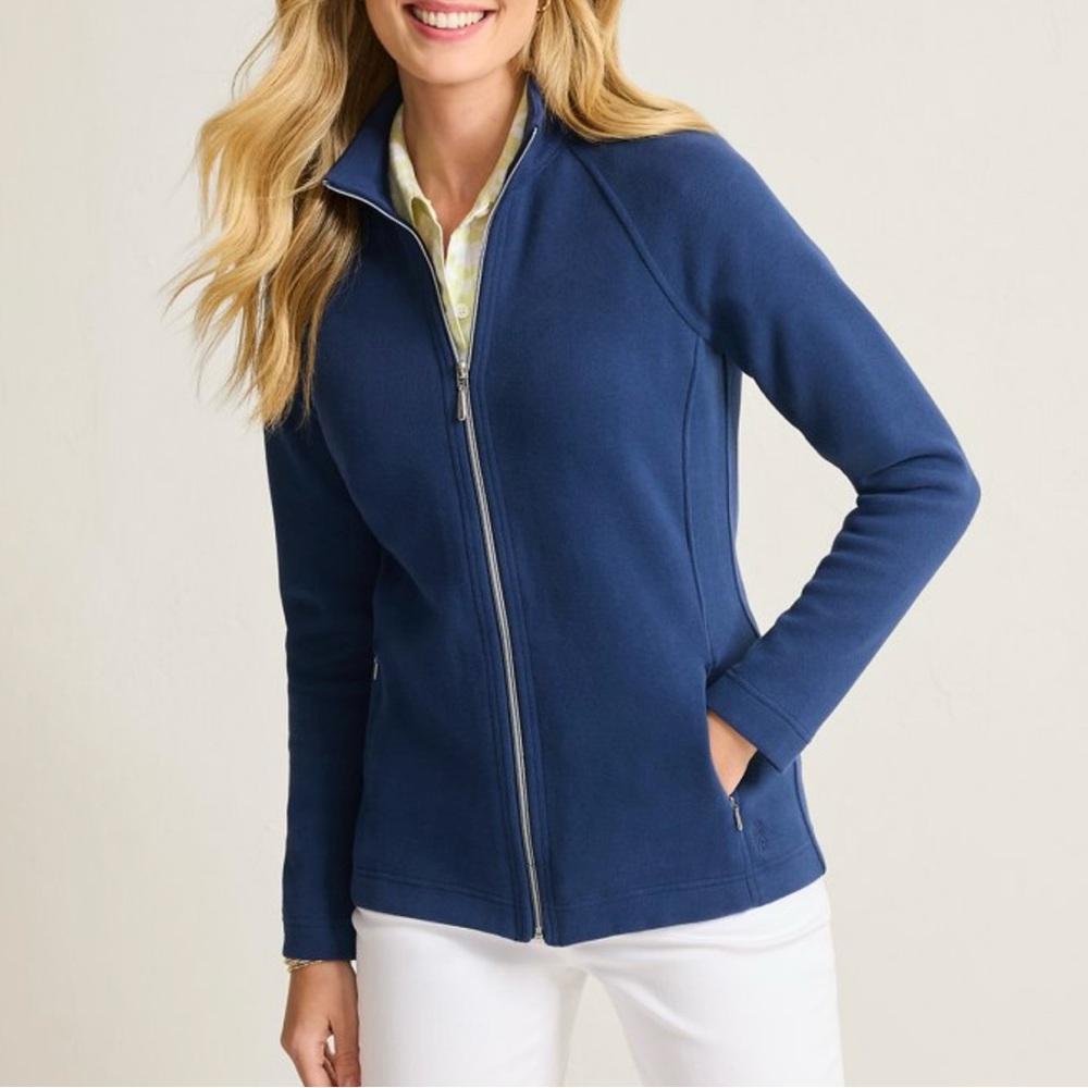 Tommy Bahama Aruba Full Zip Sweatshirt Ribbed‎ Resort Athleisure